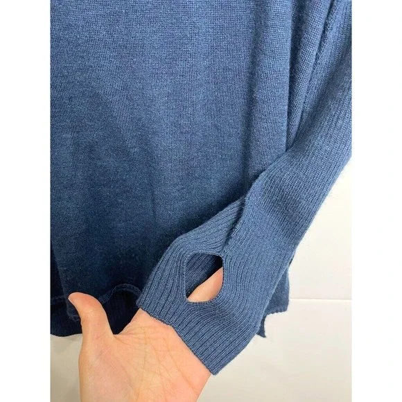 Sweaty Betty Alpine Navy Merino Wool Knit Tunic Jumper Mock Neck England Made S - Picture 2 of 10